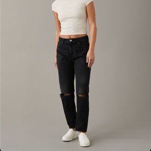 American Eagle black ripped fit pants